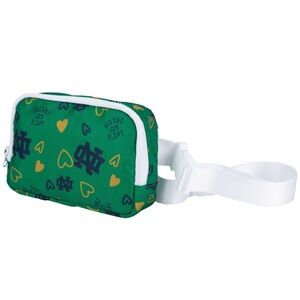 Notre Dame Green Heart Print Crossbody Belt Bag
